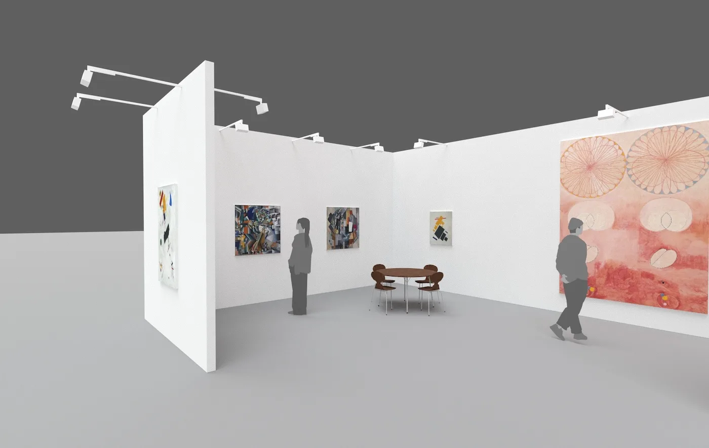 Realistic rendering of an art fair booth designed in Bristol