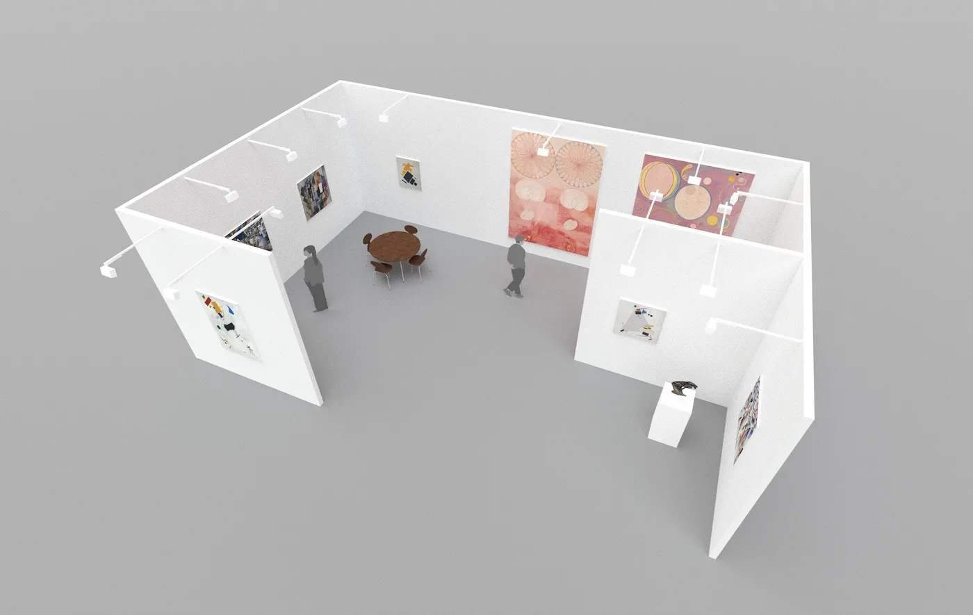 Realistic rendering of an art fair booth designed in Bristol
