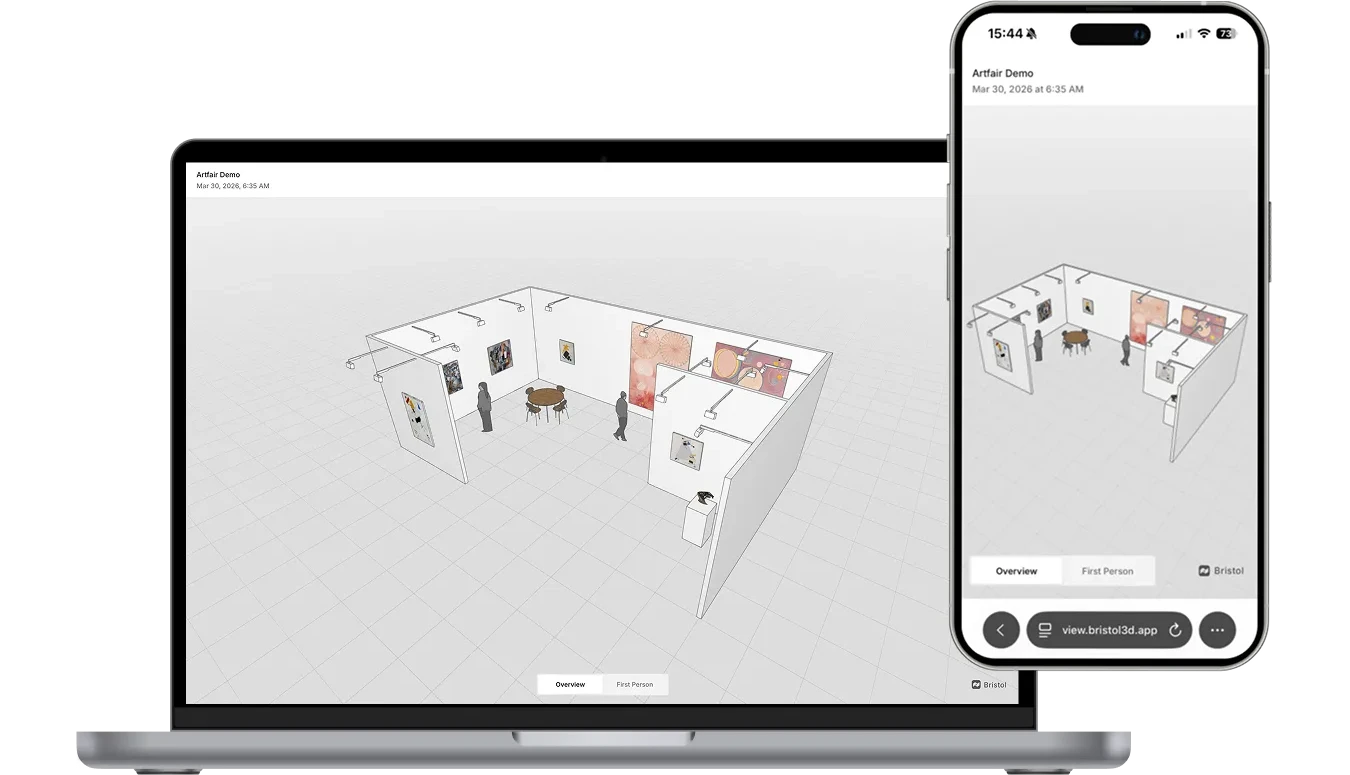 Bristol web viewer showing a shared exhibition mockup
