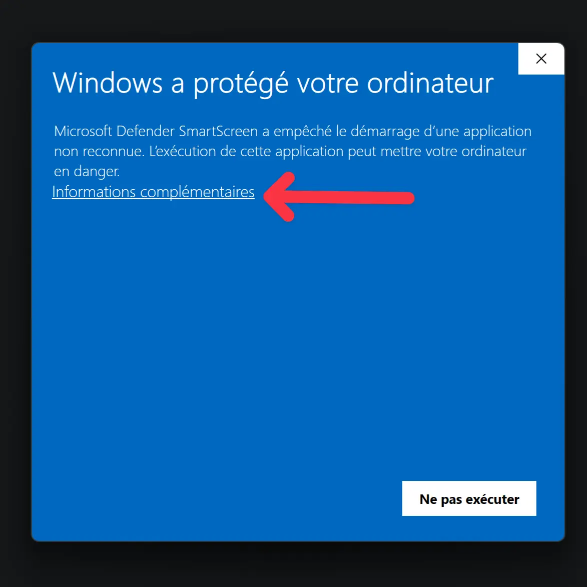SmartScreen warning — click More info