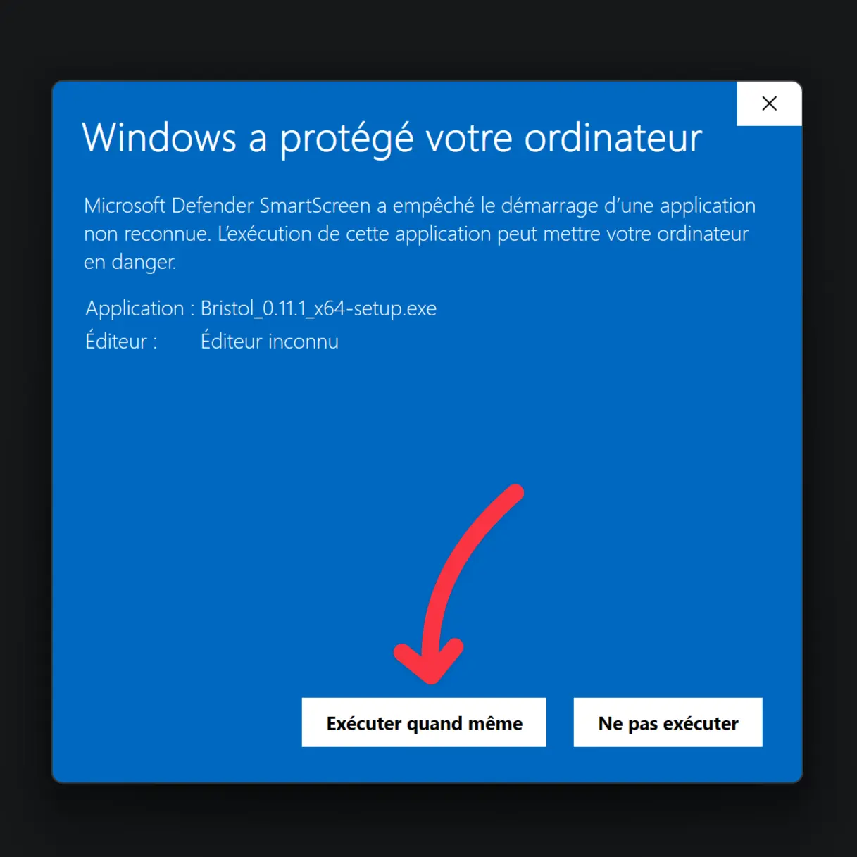 SmartScreen — click Run anyway